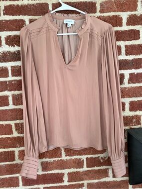 Evereve Caramel V-Neck Long-Sleeve Blouse
